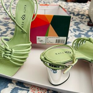 Katy Perry Green Heels with Silver Accents